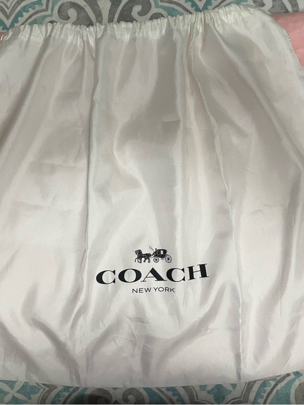 Coach White Dust Bag with Black Logo